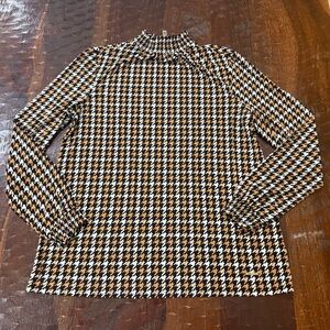 Anne Klein Black and Brown Houndstooth Top